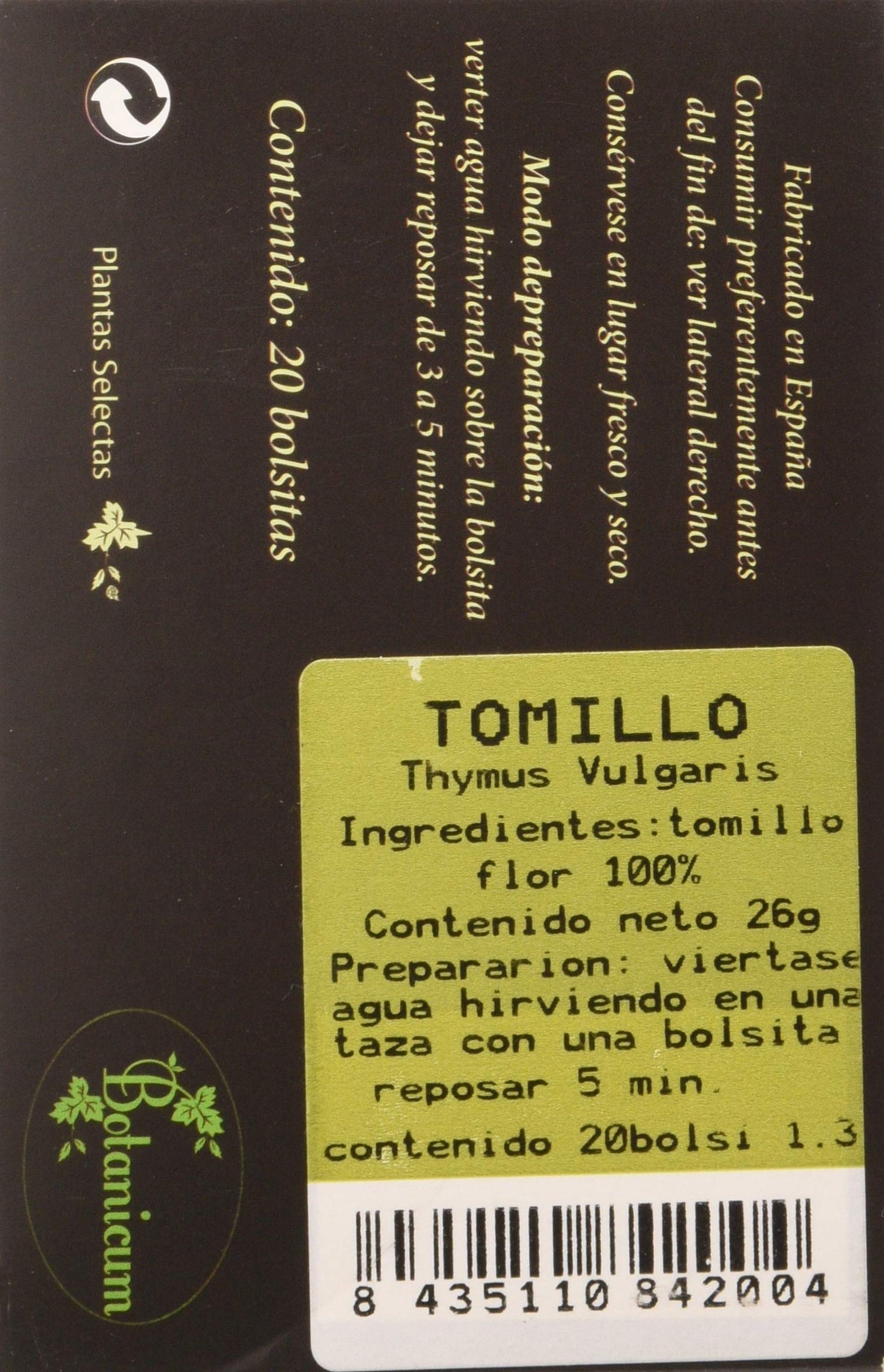 Botanicum Tomillo 20 Filtros 100 g