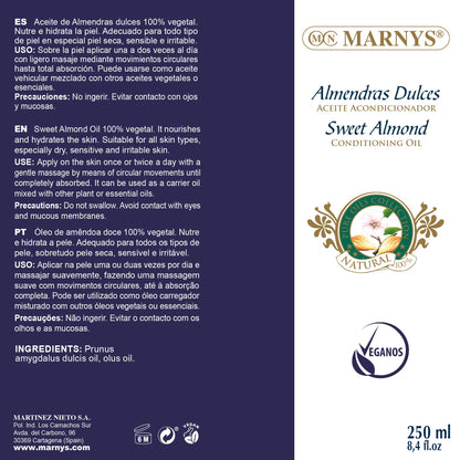 MARNYS Aceite de Almendras Dulces 100% Vegetal 250 ml