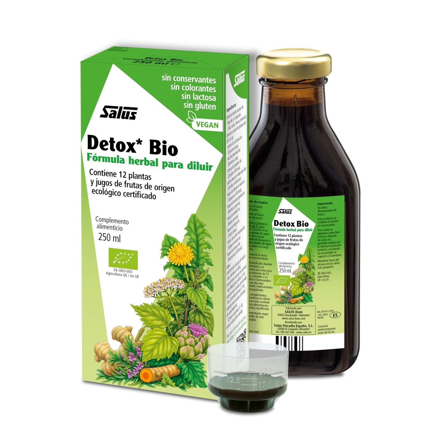Salus - Detox Fórmula Herbal para Diluir - 250 ml - Para la Eliminación de Toxinas y Limpieza del Organismo - Elaborado con Extractos de 16 Plantas - Complemento Alimenticio