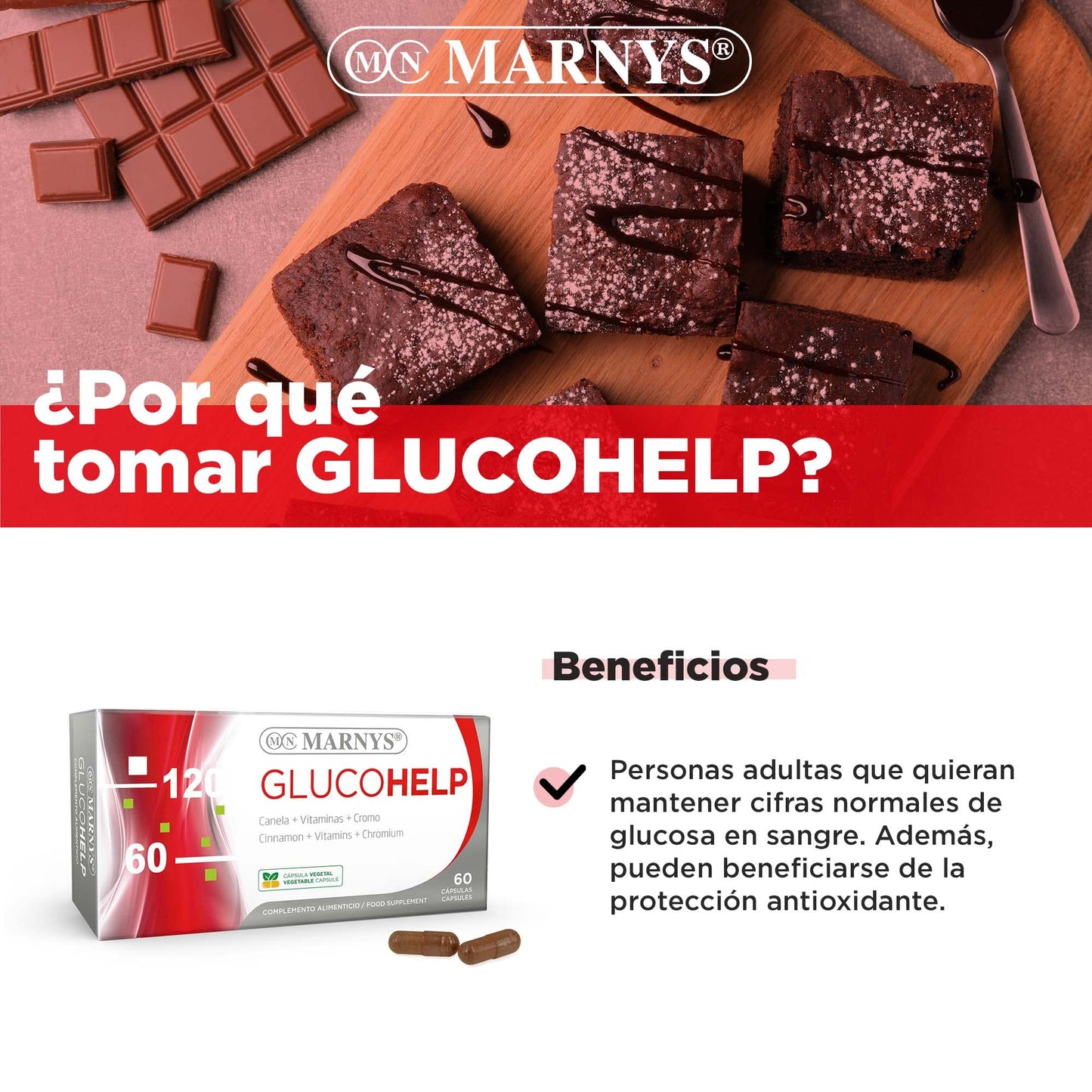 MARNYS Glucohelp Mantiene Niveles de Glucosa en Sangre 60 Cápsulas vegetales