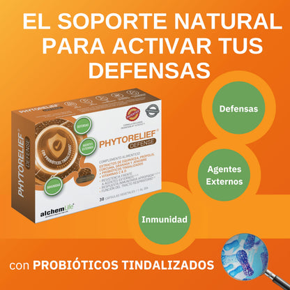 PHYTORELIEF® DEFENSE | ACTIVA TUS DEFENSAS | Con PROBIÓTICOS TINDALIZADOS | El soporte natural para activar tus defensas | 30 cápsulas