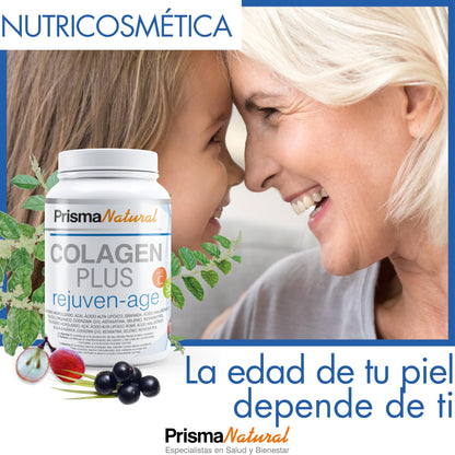Prisma Natural Colagen plus rejuven-age Colageno en Polvo con Ácido Hialurónico y Vitamina C. Suplemento Antiedad para Articulaciones, Huesos, Piel, Uñas y Pelo, 300 g