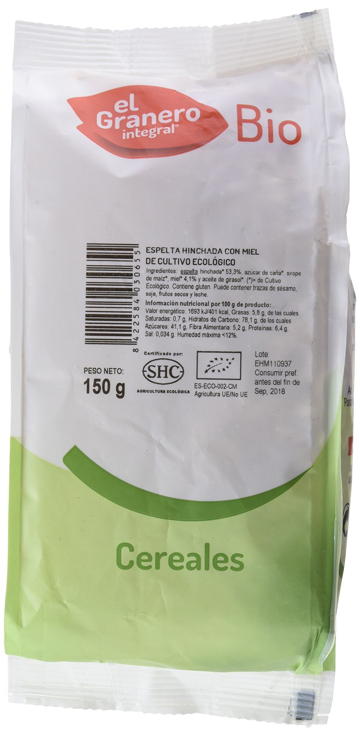 Espelta Hinchada Con Miel Bio, 150 gr