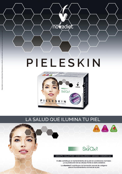 Novadiet - PIELESKIN Capsulas con SkinAx²™, Collactive, Ácido Hialurónico, Granada y Coenzima Q10 - Ayuda Reducir las Arrugas, las Manchas y las Imperfecciones de la Piel - 30 Cápsulas