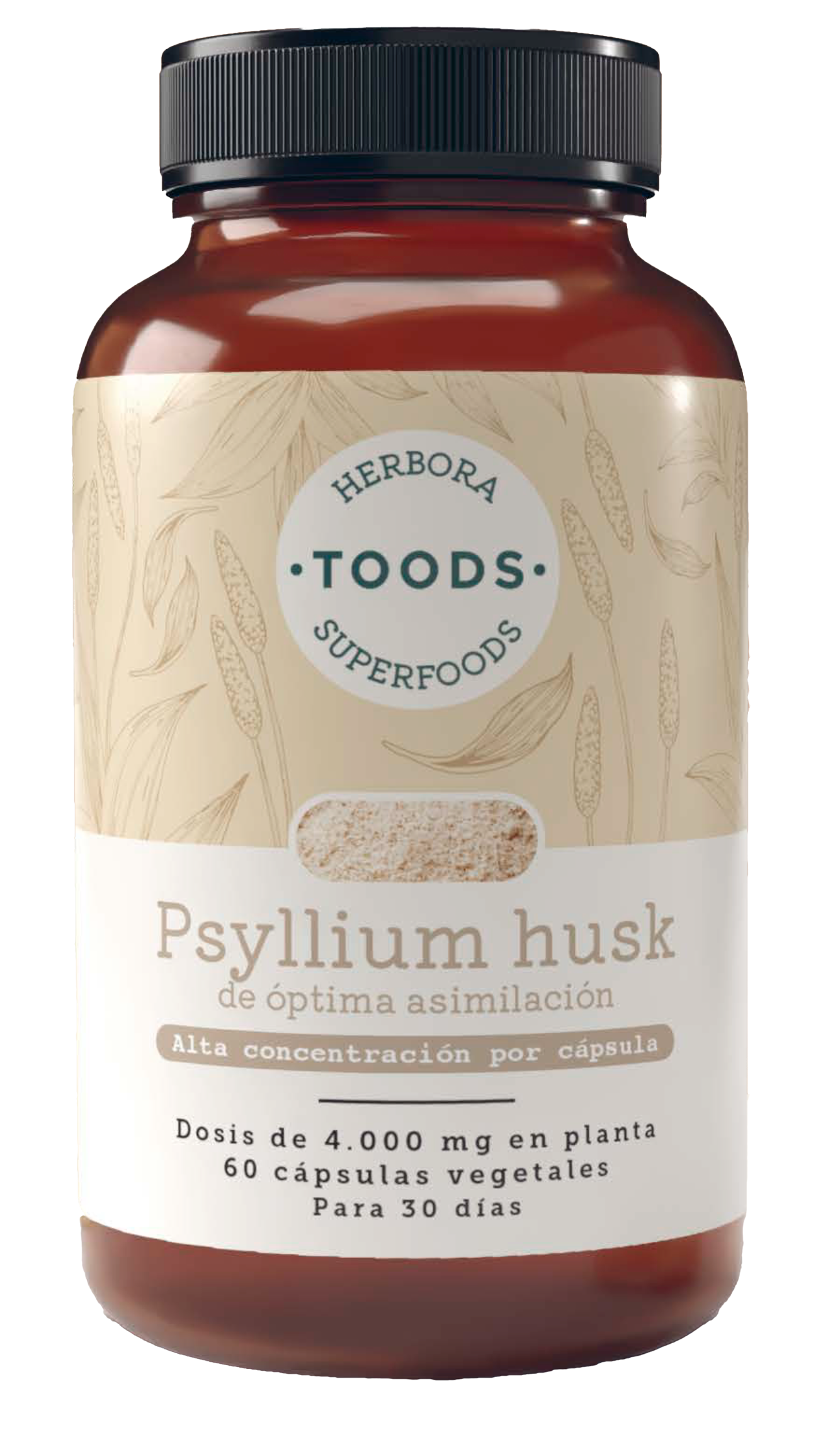 Psyllium Husk Herbora 60 Cápsulas Veganas de Fibra Digestiva