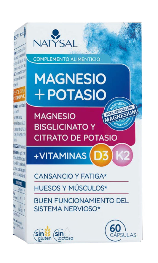 Magnesio y Potasio Natysal 60 Cápsulas de Alta Absorción