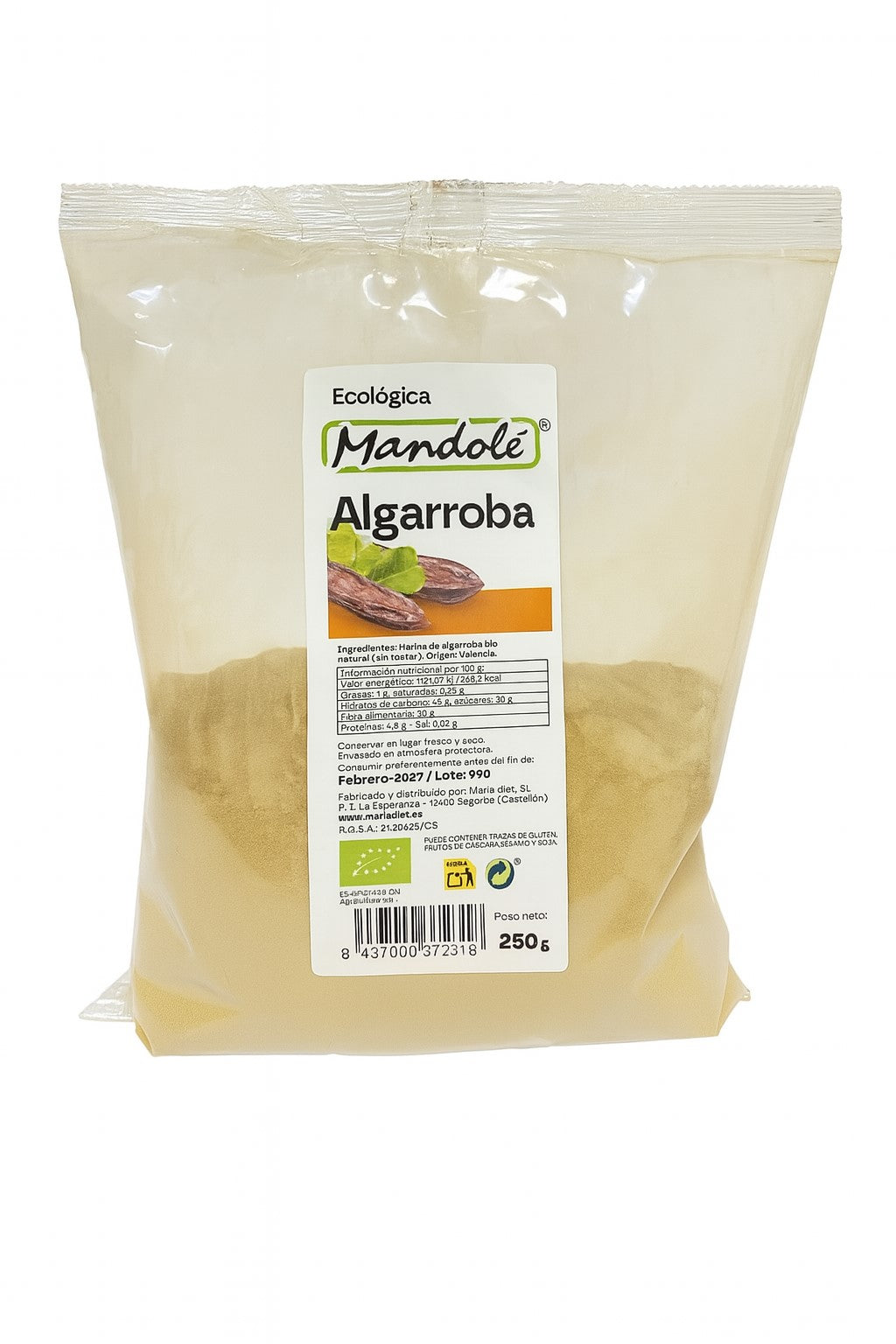 MANDOLE HARINA DE ALGARROBA 250gr. BIO