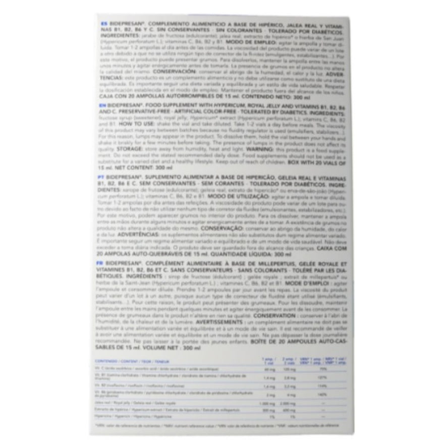 Bipole Bidepresan Estado Animico SinGluten 20 Viales x 15ml Intersa