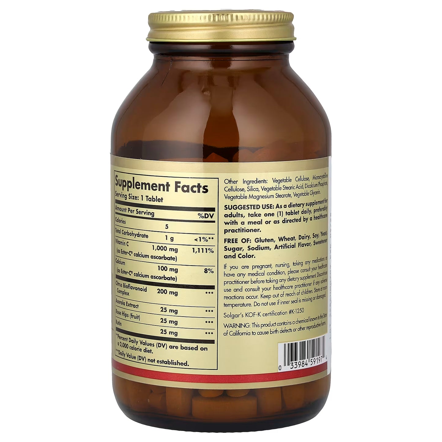 Vitamina Ester-C Plus 1000Mg SinGluten Vegan 180comp Solgar