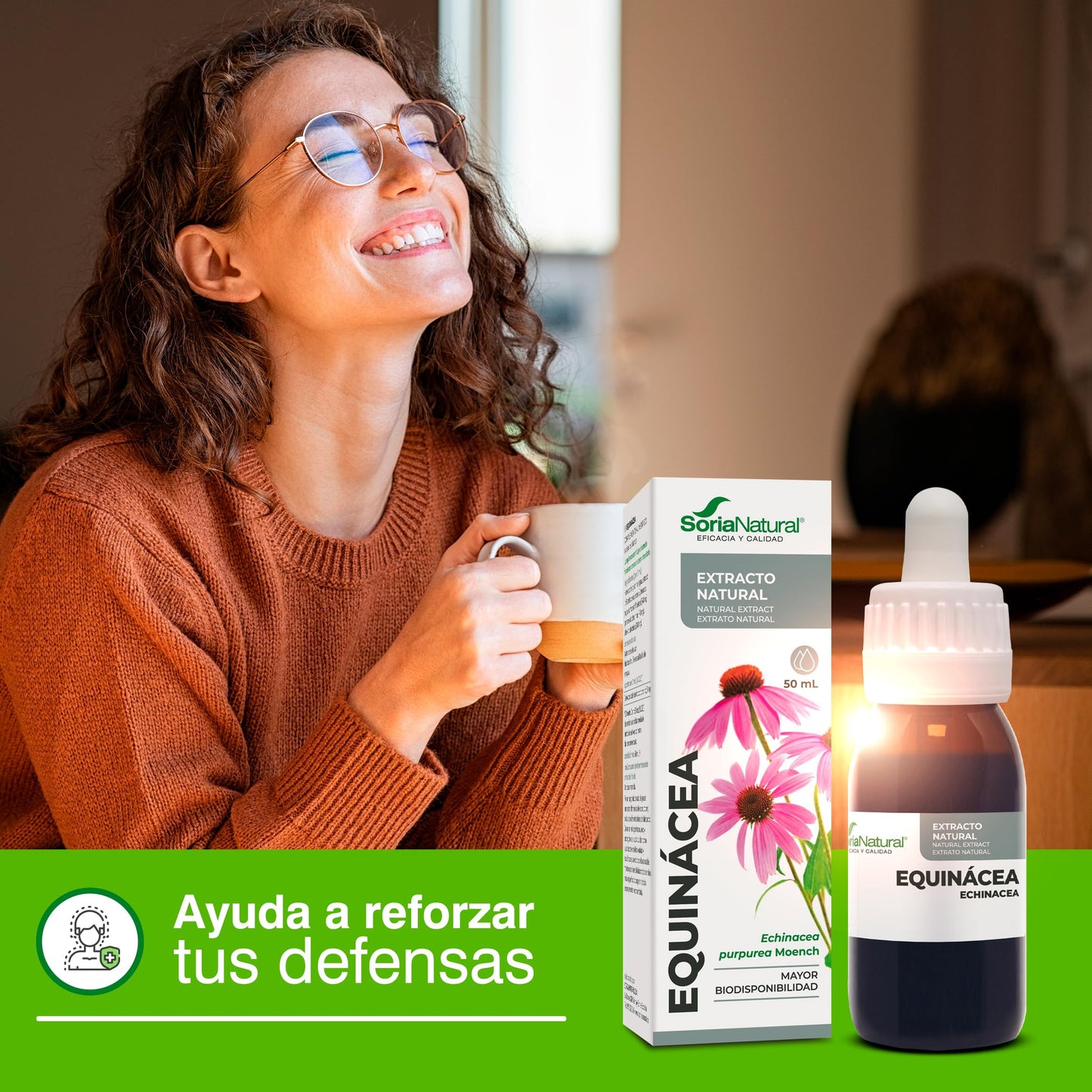 Soria Natural Extracto de Equinácea - Refuerza tus defensas de forma natural - Ayuda al sistema inmunológico - Extracto de Planta 100% Natural Alta Absorción - Botella con 50ml