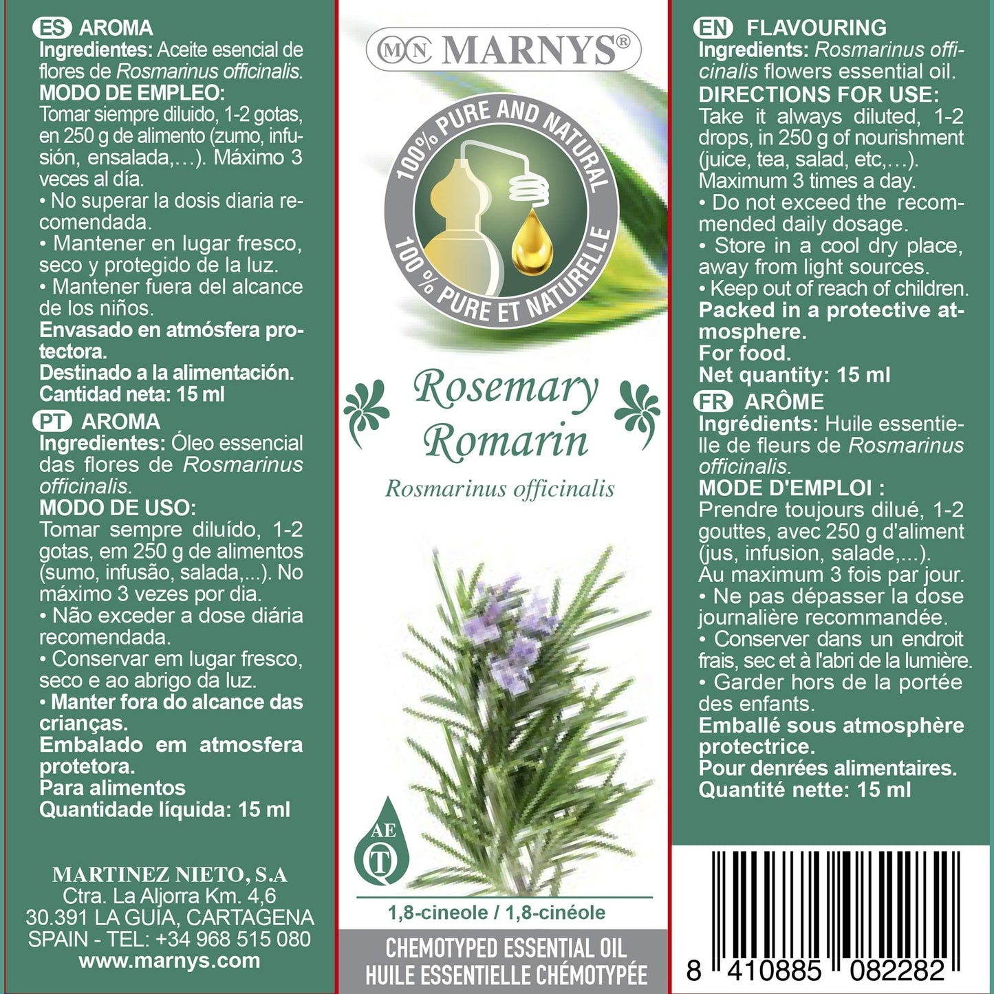 MARNYS Aceite Esencial Romero 100% Puro Quimiotipado 15ml