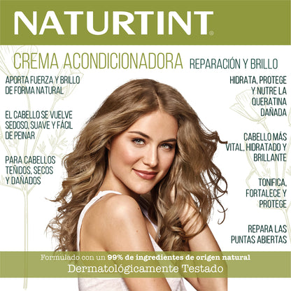 Naturtint Crema Acondicionadora Reparación y Brillo, Hidrata, Protege y Recupera la Queratina Dañada, 99% Ingredientes Naturales, 150 ml