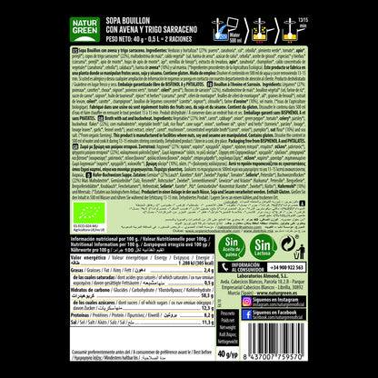 NaturGreen Sopa Bouillon con Avena y Trigo Bio 40g