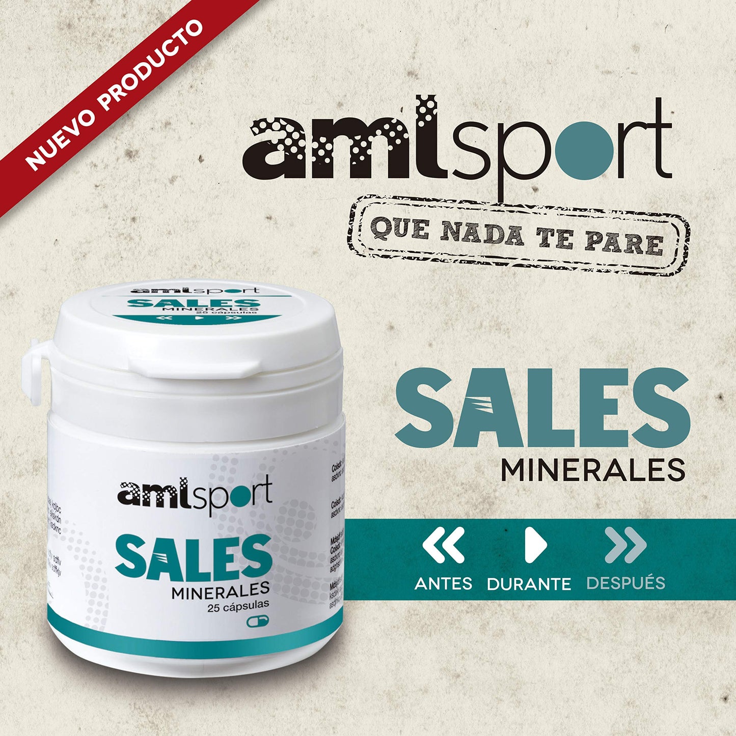 AMLsport - Sales minerales – 25 cápsulas hidratación durante y después del entreno. Apto para veganos.