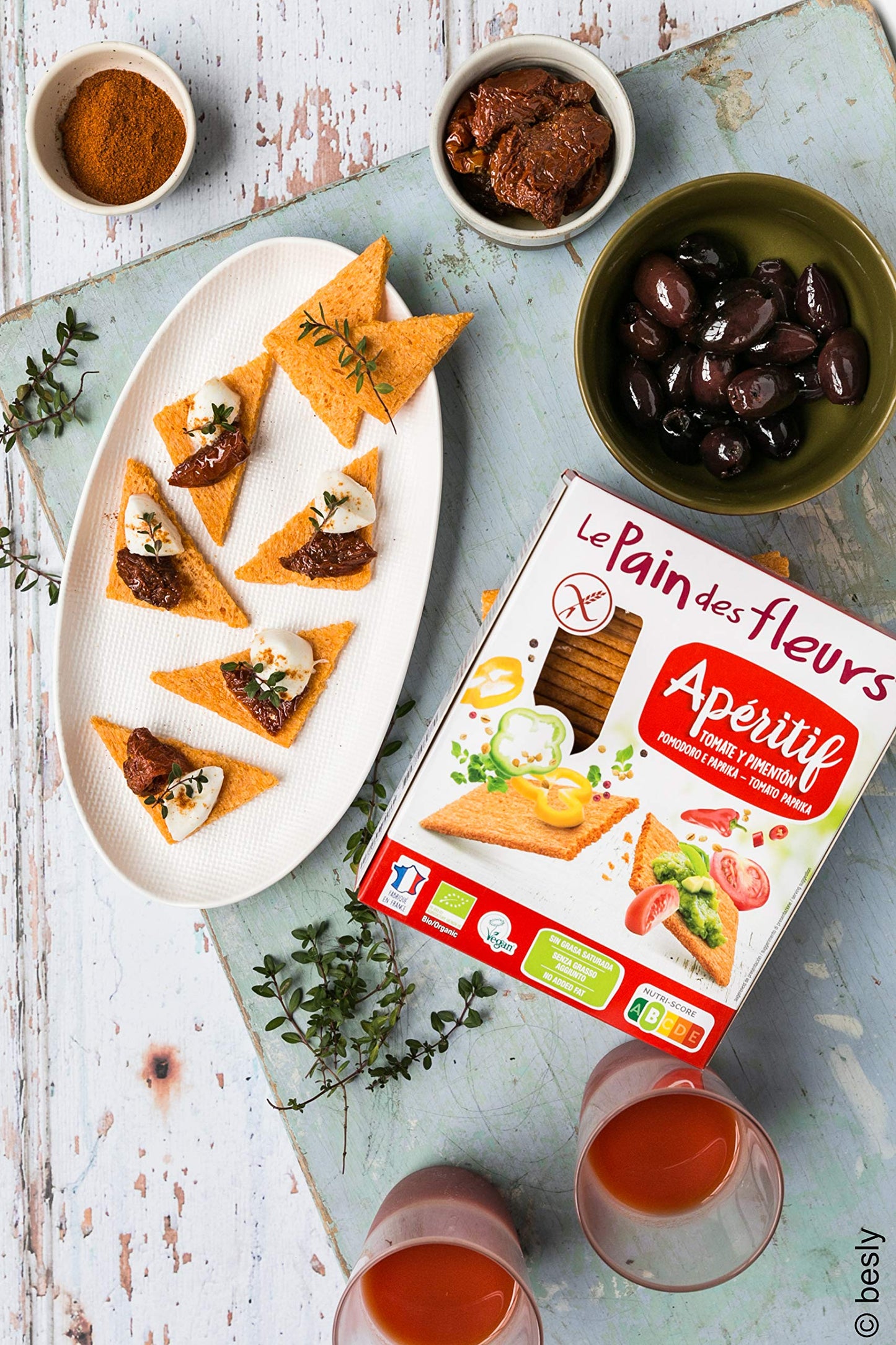 Pan de Flores Crackers de Tomate y Paprika para Aperitivo sin gluten BIO Le pain de fleurs 150 g