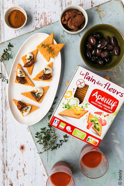 Pan de Flores Crackers de Tomate y Paprika para Aperitivo sin gluten BIO Le pain de fleurs 150 g