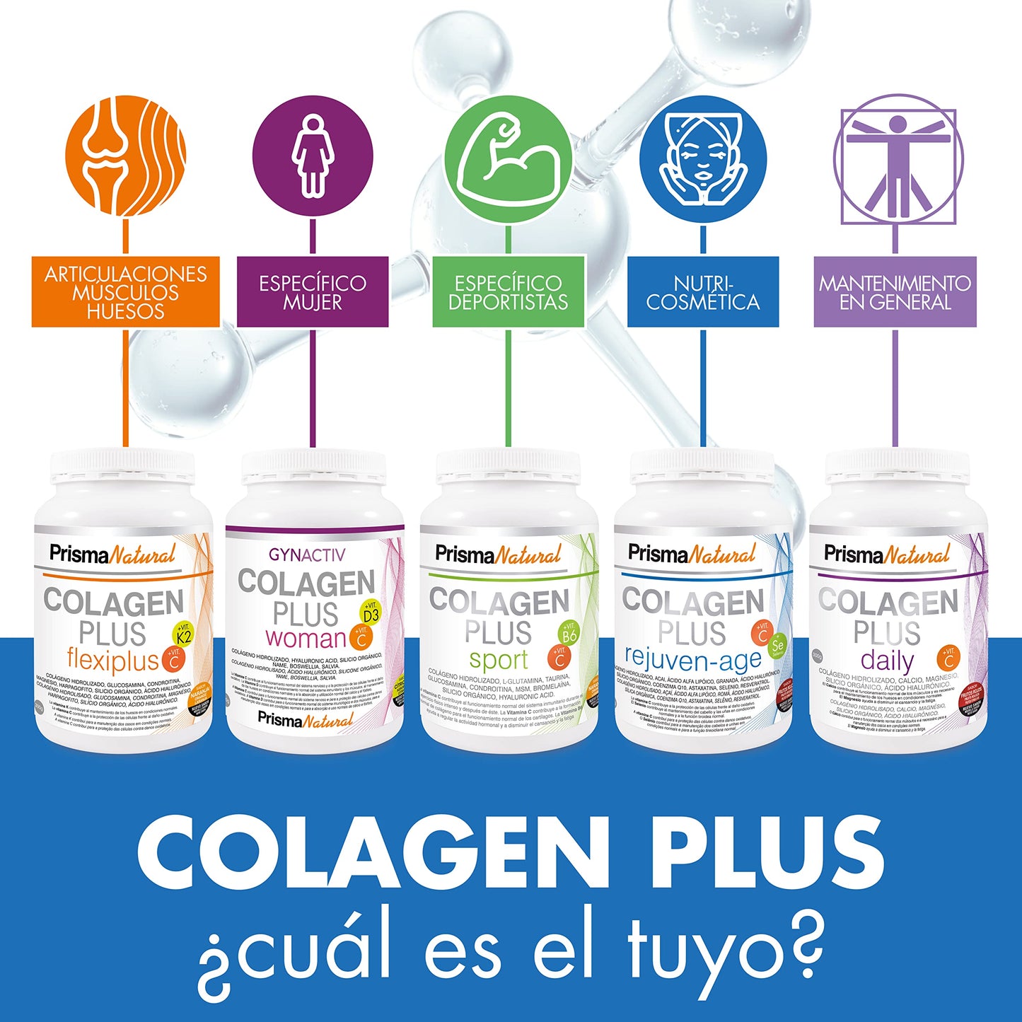 Prisma Natural Colagen Plus Flexiplus Complemento alimenticio, blanco, 300gr