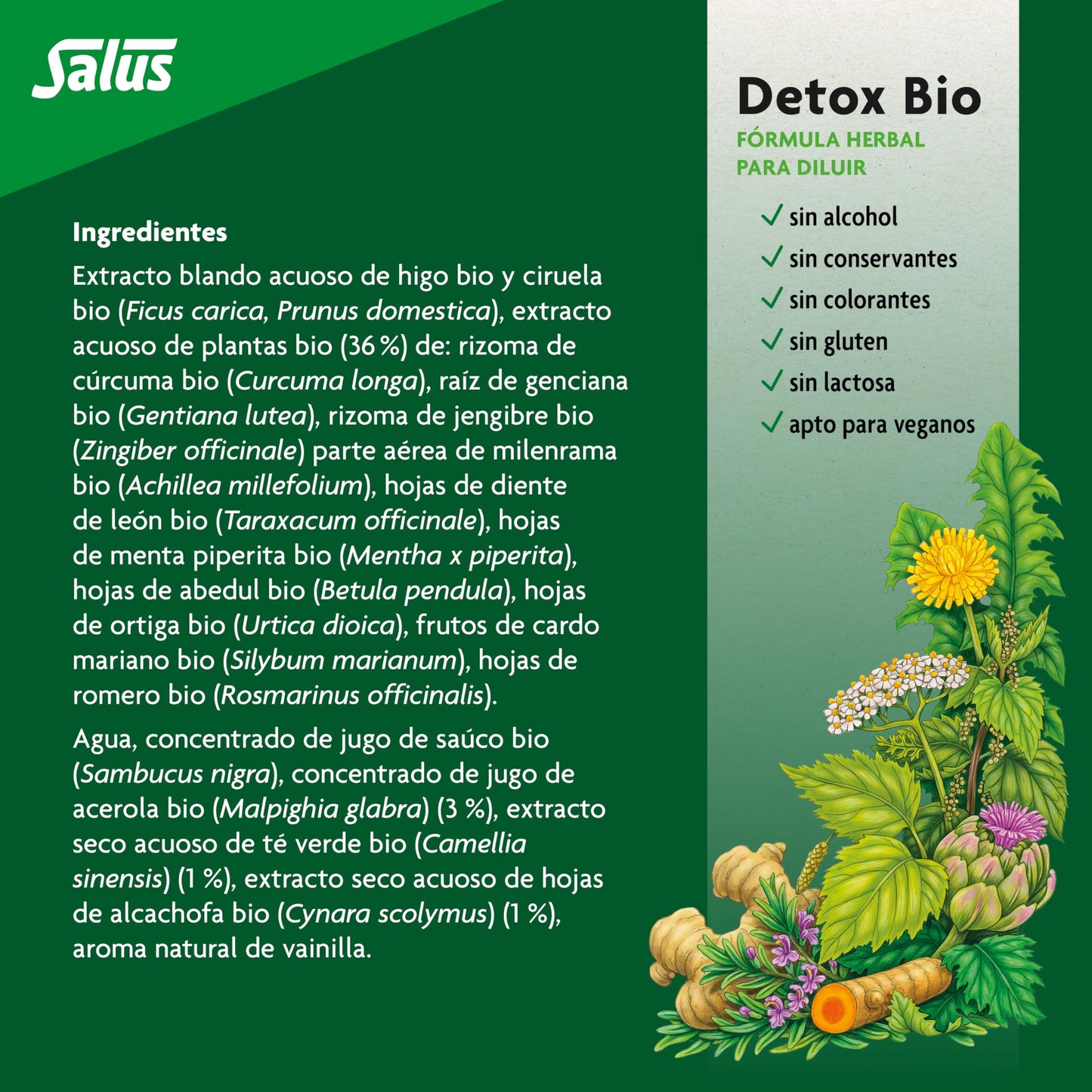 Salus - Detox Fórmula Herbal para Diluir - 250 ml - Para la Eliminación de Toxinas y Limpieza del Organismo - Elaborado con Extractos de 16 Plantas - Complemento Alimenticio