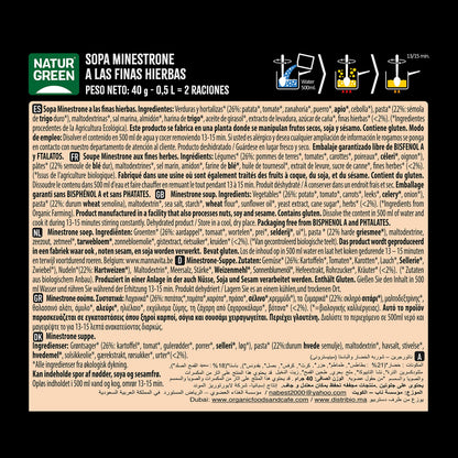 NaturGreen Sopa de Minestrone Finas Hierbas Bio 40g