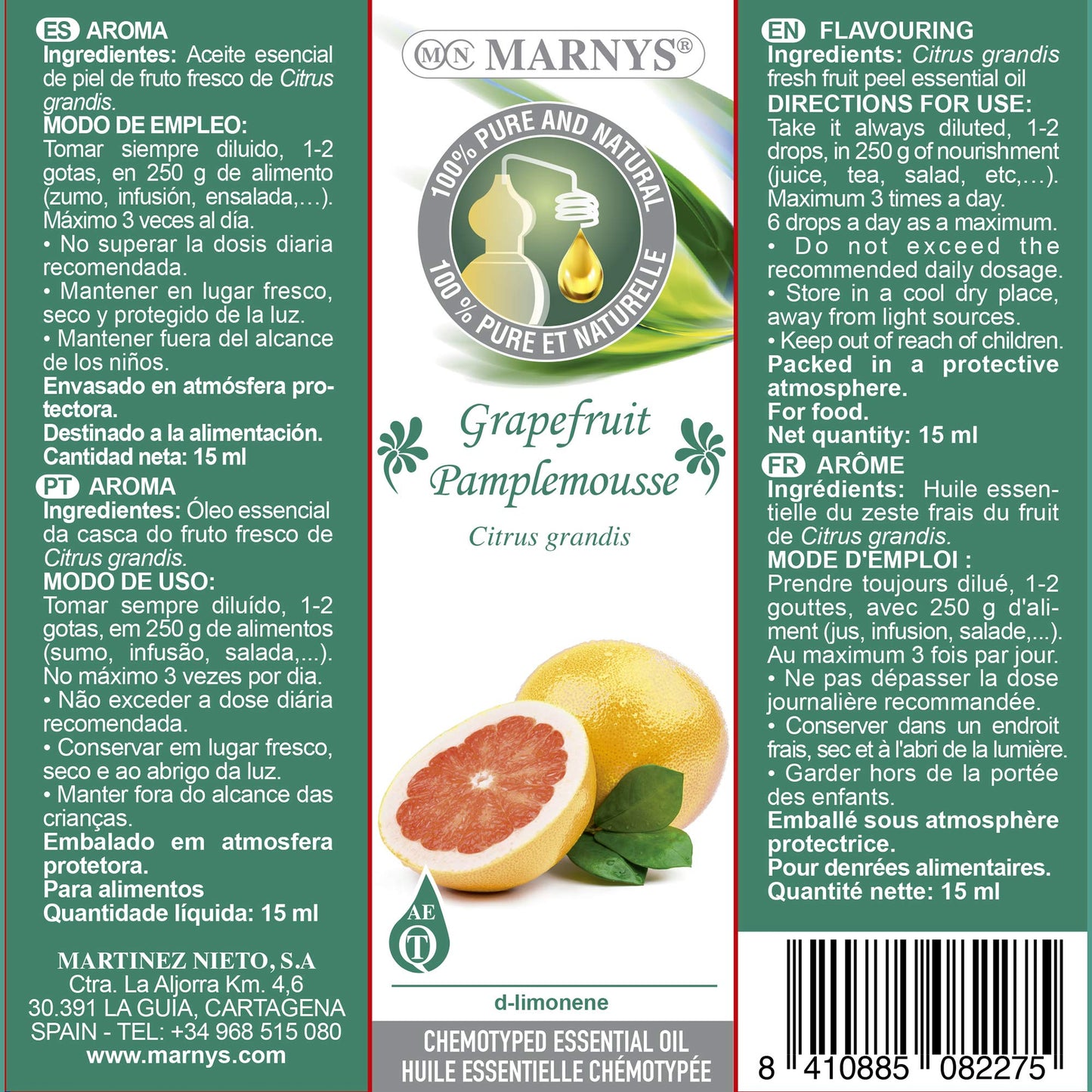 MARNYS Aceite Esencial Pomelo 100% Puro Quimiotipado 15ml