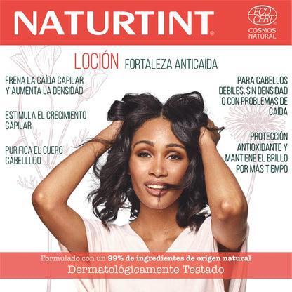 Naturtint Loción Fortaleza Anticaída, Estimula el crecimiento del Cabello, Protección y Calmante, Tratamiento Anti-Caída, Tónico Capilar Natural, 99% Ingredientes Naturales, ECOCERT, 125 ml