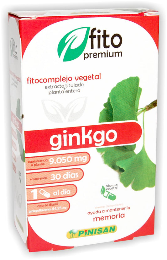FitoPremium Ginkgo Biloba 30 Cápsulas - Mejora Cognitiva y Circulación