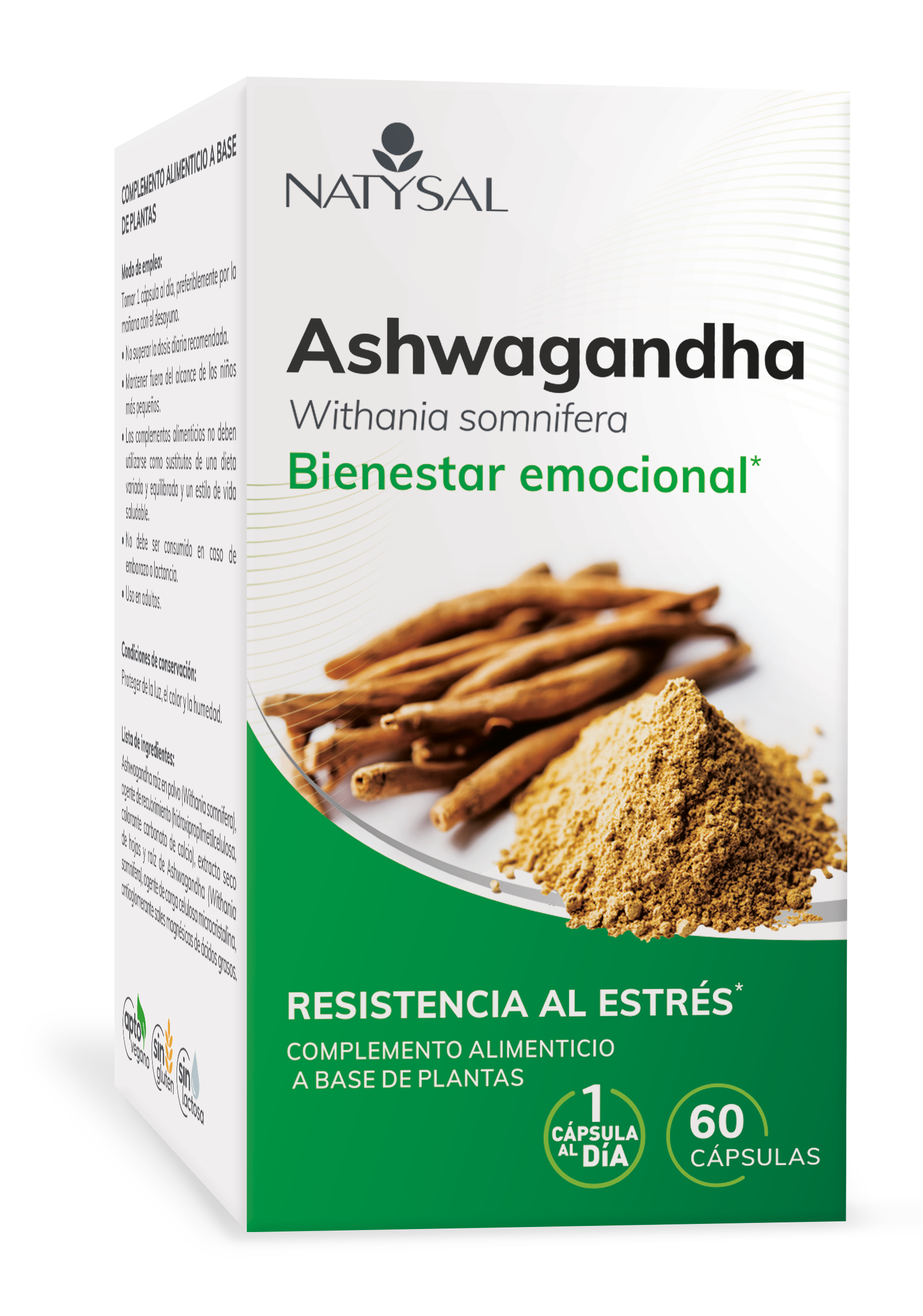 Ashwagandha Natysal 60 Cápsulas Veganas Adaptógeno Premium