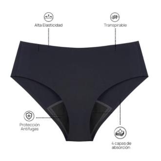 BRAGUITA MENSTRUAL SIN COSTURAS- NEGRO- XL