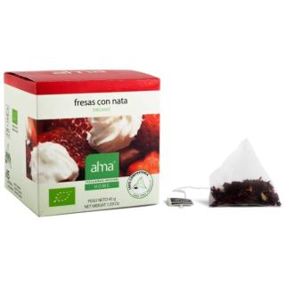 FRESAS con NATA infusion 15 piramides. ECO VEGAN