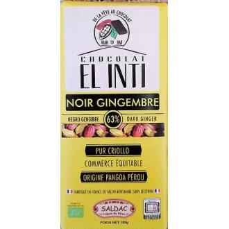 CHOCOLATE NEGRO JENGIBRE 63% 100 gr ECO