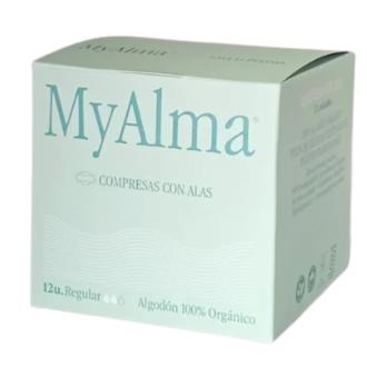 COMPRESAS REGULAR con alas 100% algodon organico 12 uds.