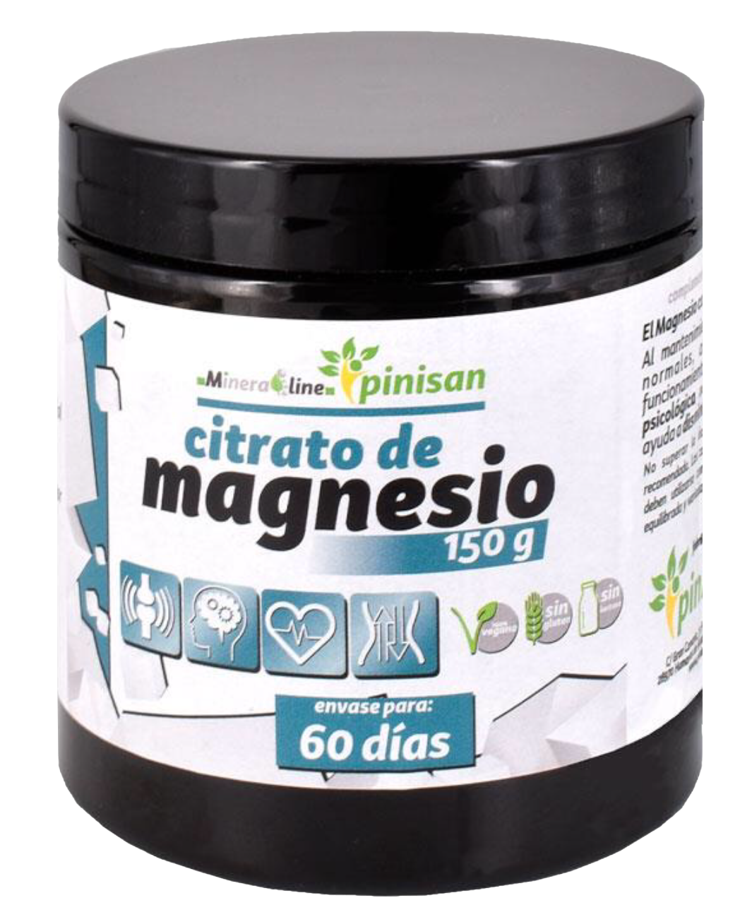 Citrato de Magnesio Pinisan 150g Suplemento Vegano Energético