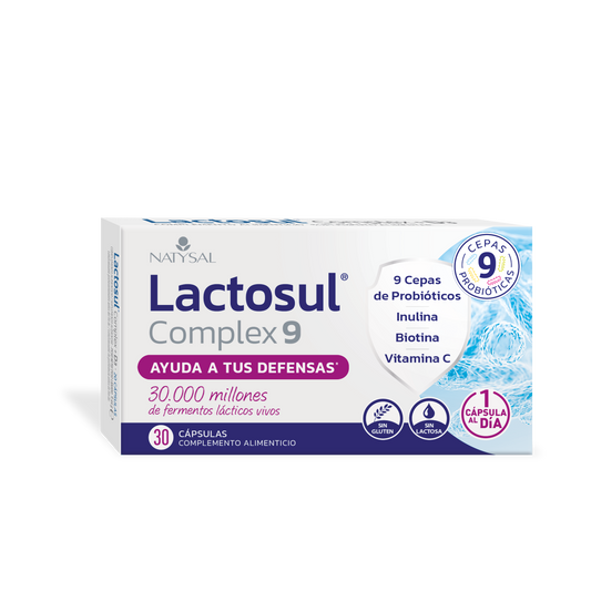 Lactosul Complex 9 Natysal: Probiótico 30 cápsulas para bienestar digestivo