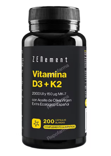 VITAMINA D3 + K2con ac. de oliva 200perlas zenement