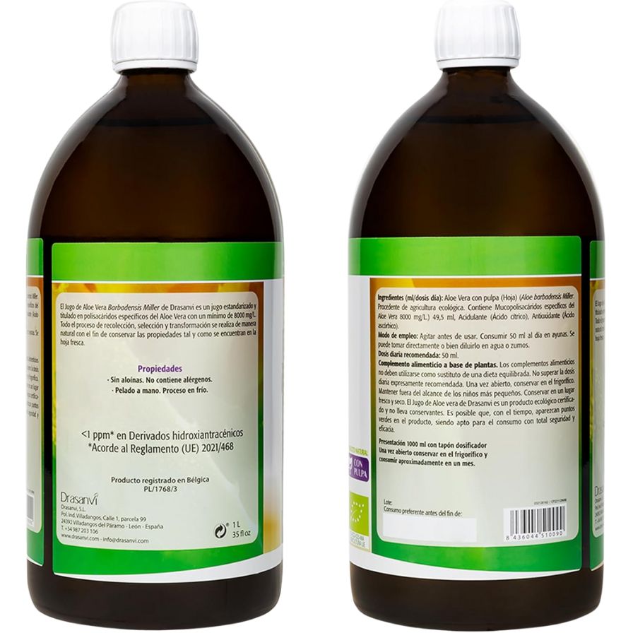 Jugo Aloe Vera SinGluten Bio 1L Drasanvi