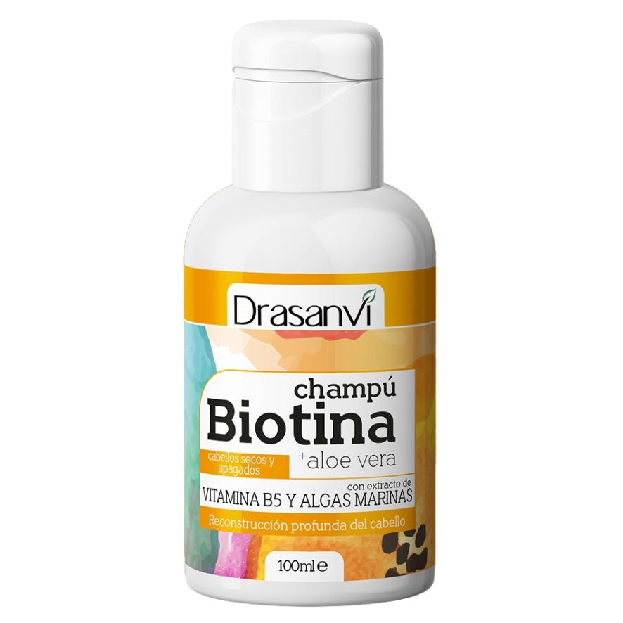 Champu Biotina y Aloe Vera Cabello Seco y Apagado 100ml Drasanvi