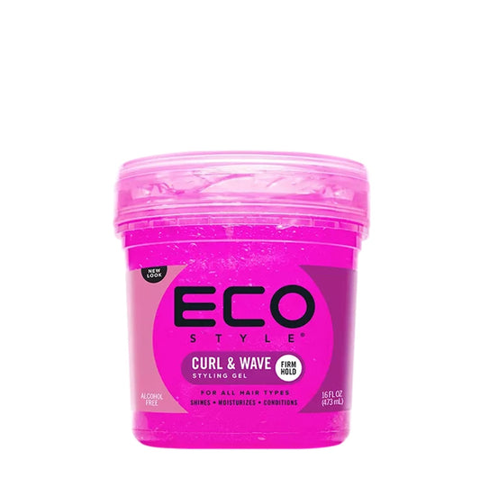 Gel rosa definición y fijación firme rizos y ondulado CURL & WAVE Styling Gel Firm Hold de ECO STLYLE - 473ML