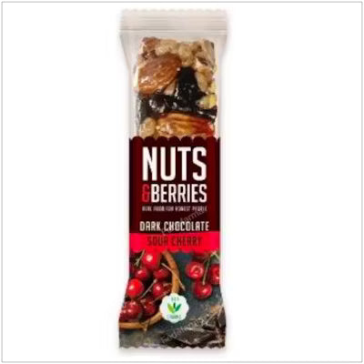 NUTS&BERRI CAJA 15 BARRITAS CHOCOLATE NEGRO Y CEREZA 40 g
