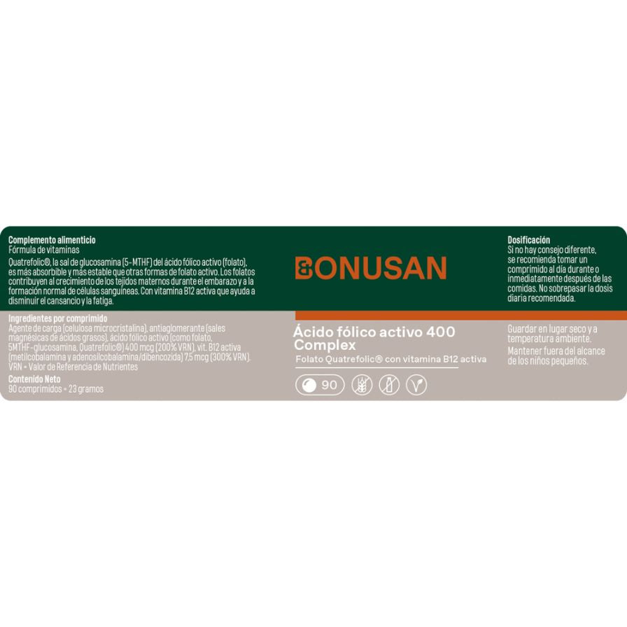 Acido Folico Activo 400 Mcg Plus 90comp Bonusan