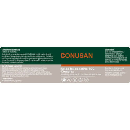Acido Folico Activo 400 Mcg Plus 90comp Bonusan
