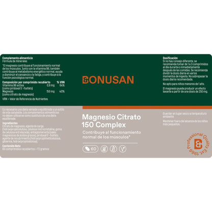 Citrato De Magnesio 150Mg Plus 60comp Bonusan