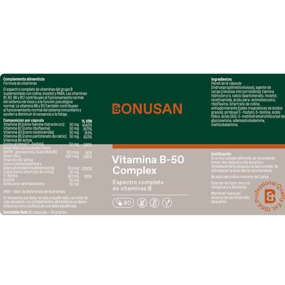 Vitamina B-50 Complejo 60caps Bonusan