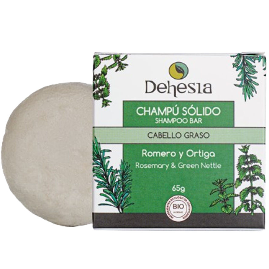 Champu Solido para Cabello Graso Romero y Ortiga Bio 65gr Dehesia