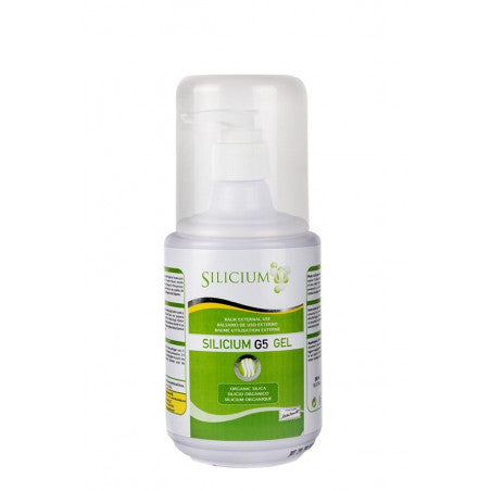 Silizium-G5-Gel. Silizium mit Vitamin E, das die Zellen zur Kollagenproduktion anregt. Körpergel gegen Schmerzen in Gelenken, Muskeln und Knochen, außerdem regeneriert und festigt die Haut.