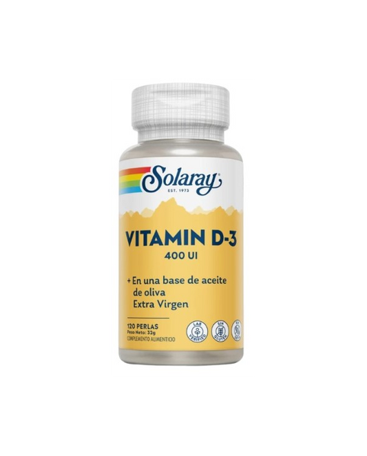 Vitamina D3 400ui 120 perlas. Solaray