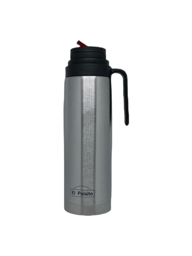 El Paisito Termo Thermos - Stainless Steel Thermos for Mate Tea, 8 x 8 x 30 cm, Silver