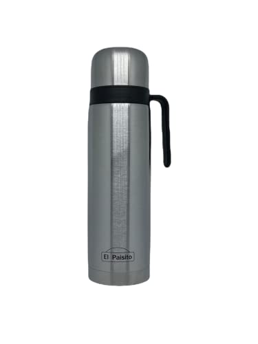 El Paisito Termo Thermos - Stainless Steel Thermos for Mate Tea, 8 x 8 x 30 cm, Silver