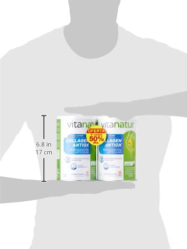 Vitanatur - Collagen Antiox, Nahrungsergänzungsmittel mit Inhaltsstoffen mit antioxidativer Wirkung und geeignet für die Gelenkernährung, Geschmack nach roten Früchten - Packung mit 2 Gläsern x 360 g