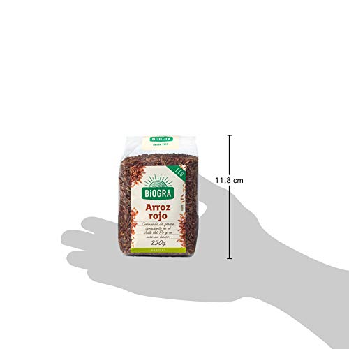 BIOGRÁ - Arroz Rojo Integral de Intenso Sabor, Apto para Veganos, Sin Sal, Sin Azúcares, 250g