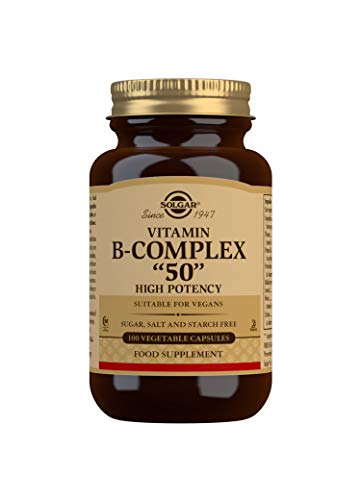 Solgar | Vitamina B - Complex 50 Alta Potencia |Contribuye al Metabolismo Energético | Estimula el Rendimiento Intelectual | 100 Cápsulas Vegetales